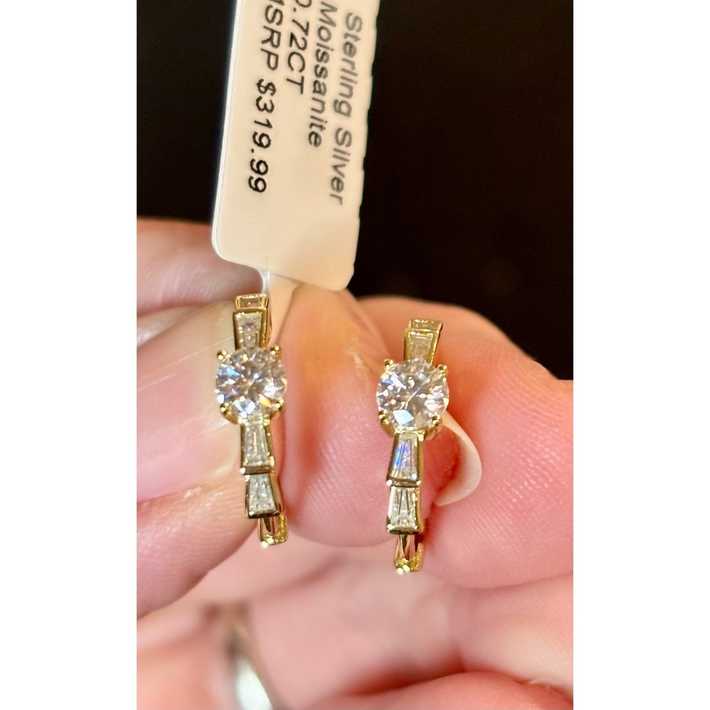 Silver Aura Sterling Silver Moissanite 0.72ct Huggie Hoop Earrings E50740-W